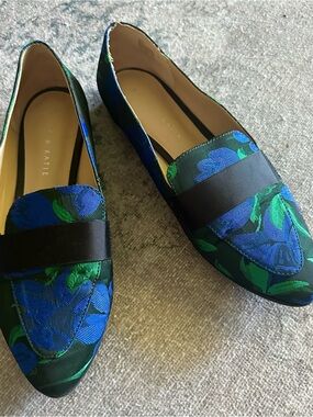 Kelly & Katie Blue and Green Floral Slip-On Loafers